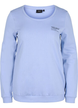 Bomulds sweatshirt med tekstprint, Blue Heron, Packshot image number 0