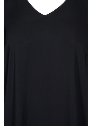 Viskose kjole med v-udskæring, Black, Packshot image number 2