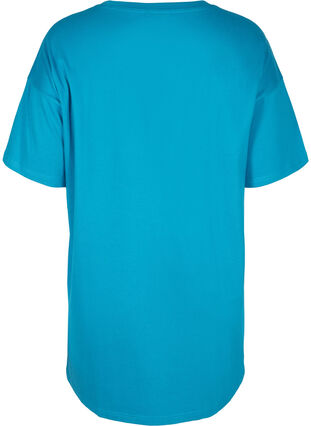 Lang kortærmet t-shirt i bomuld, Fjord Blue, Packshot image number 1