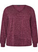 Jerseybluse med V-hals og lange &aelig;rmer, M&oslash;rk Bordeaux, Packshot image number 0