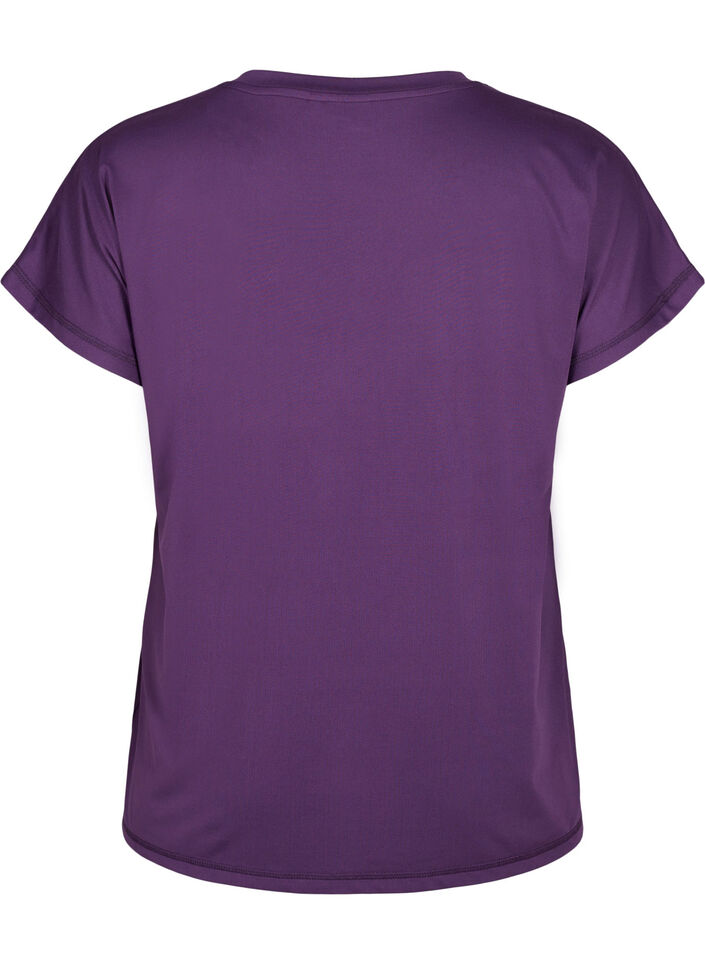 L&oslash;s tr&aelig;nings t-shirt med v-hals, Lilla, Packshot image number 1