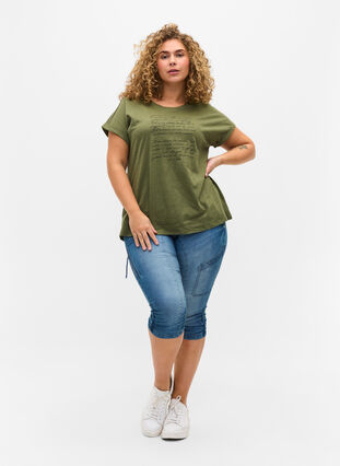 T-shirt med tryk i økologisk bomuld, Four Leaf CloverText, Model image number 2