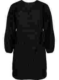 Wrapkjole med lange ærmer og strukturmønster, Black