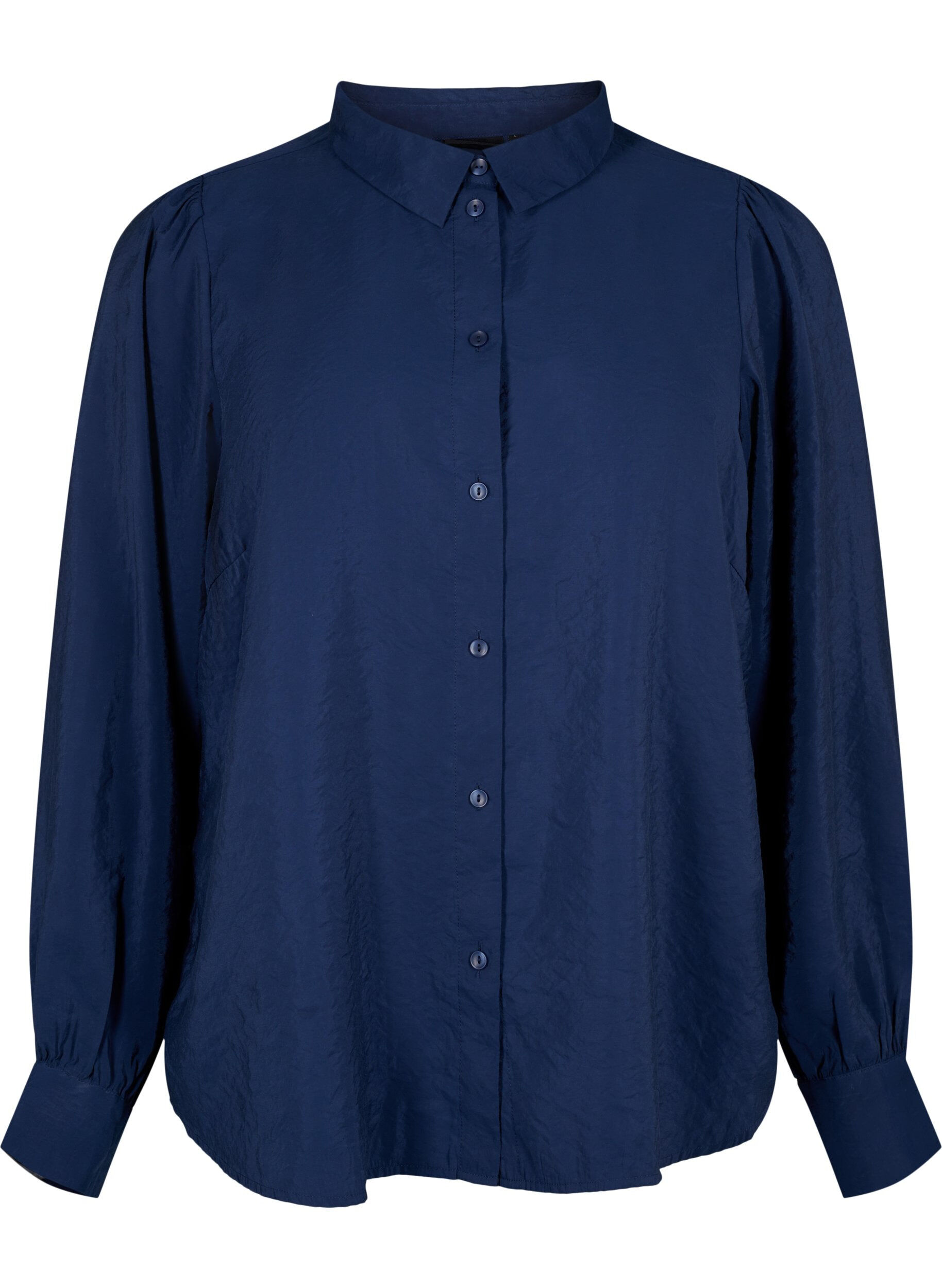 Zizzi Lang&aelig;rmet skjorte i TENCEL&trade; Modal , Navy Blazer, Packshot image number 0