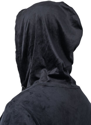 Velour sweatkjole med hætte, Black, Packshot image number 3