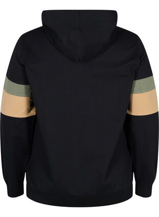 Sweatshirt med hætte og trackdetaljer, Black/Camel, Packshot image number 1