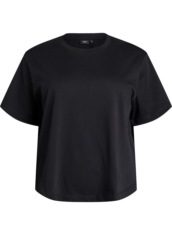 Boxy T-shirt i bomuld, Sort, Packshot image number 0