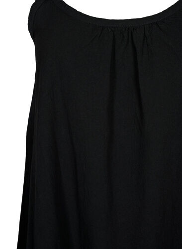 Bomuldskjole med tynde stropper og a-form, Black, Packshot image number 2