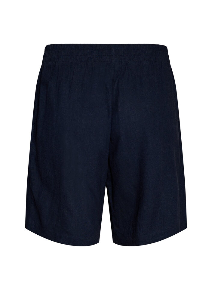 Shorts i h&oslash;r og viskose med h&oslash;j talje, Bl&aring;, Packshot image number 1