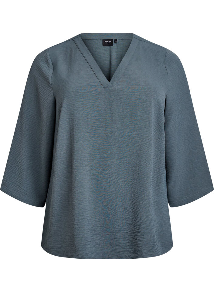 Bluse med 3/4 &aelig;rmer, Gr&oslash;n, Packshot image number 0