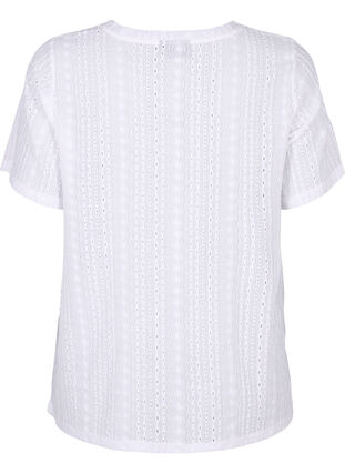 Kortærmet bluse med strukturmønster, Bright White, Packshot image number 1