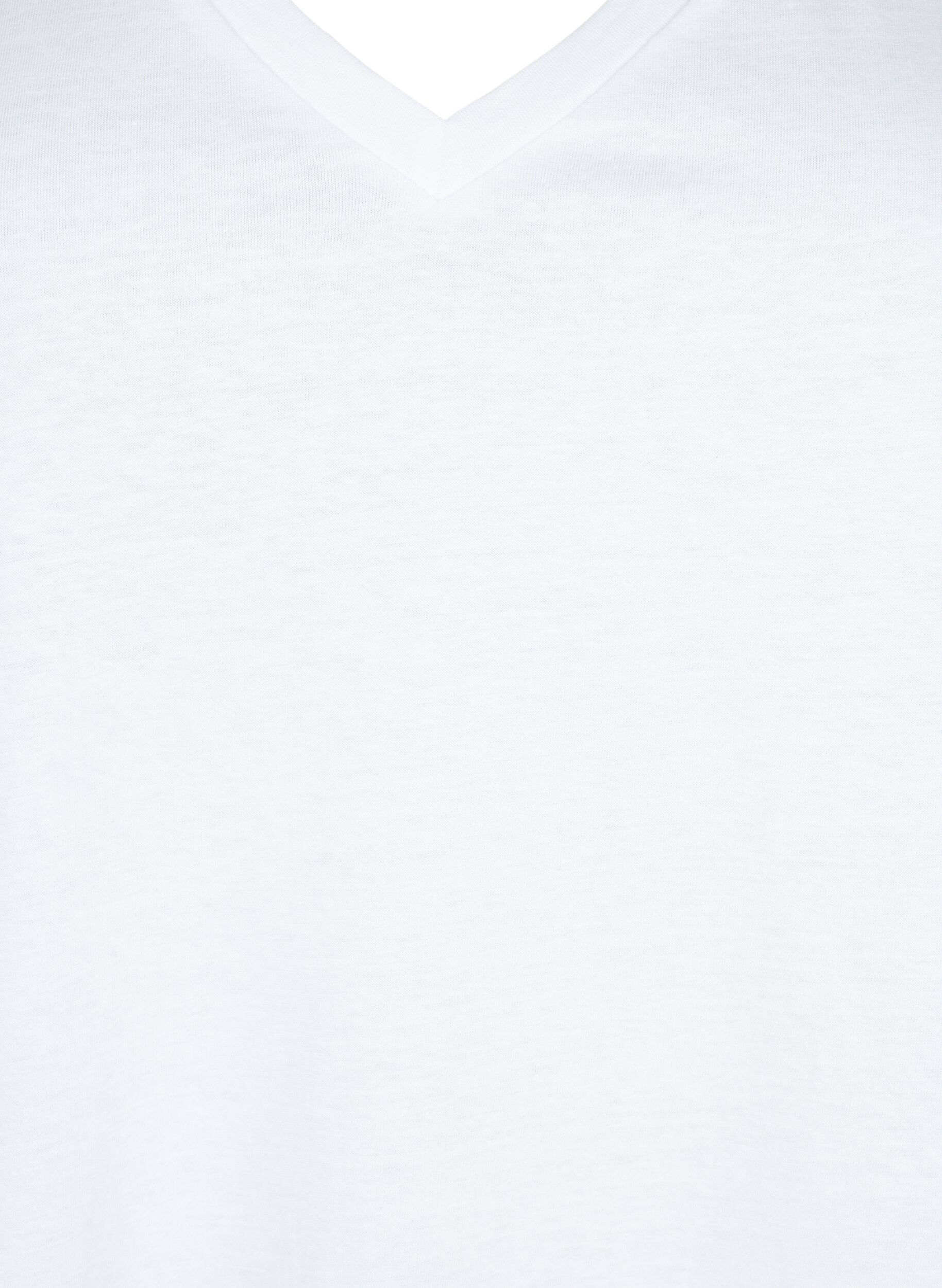 Zizzi Bomulds t-shirt med korte blonde&aelig;rmer, Hvid, Packshot image number 2