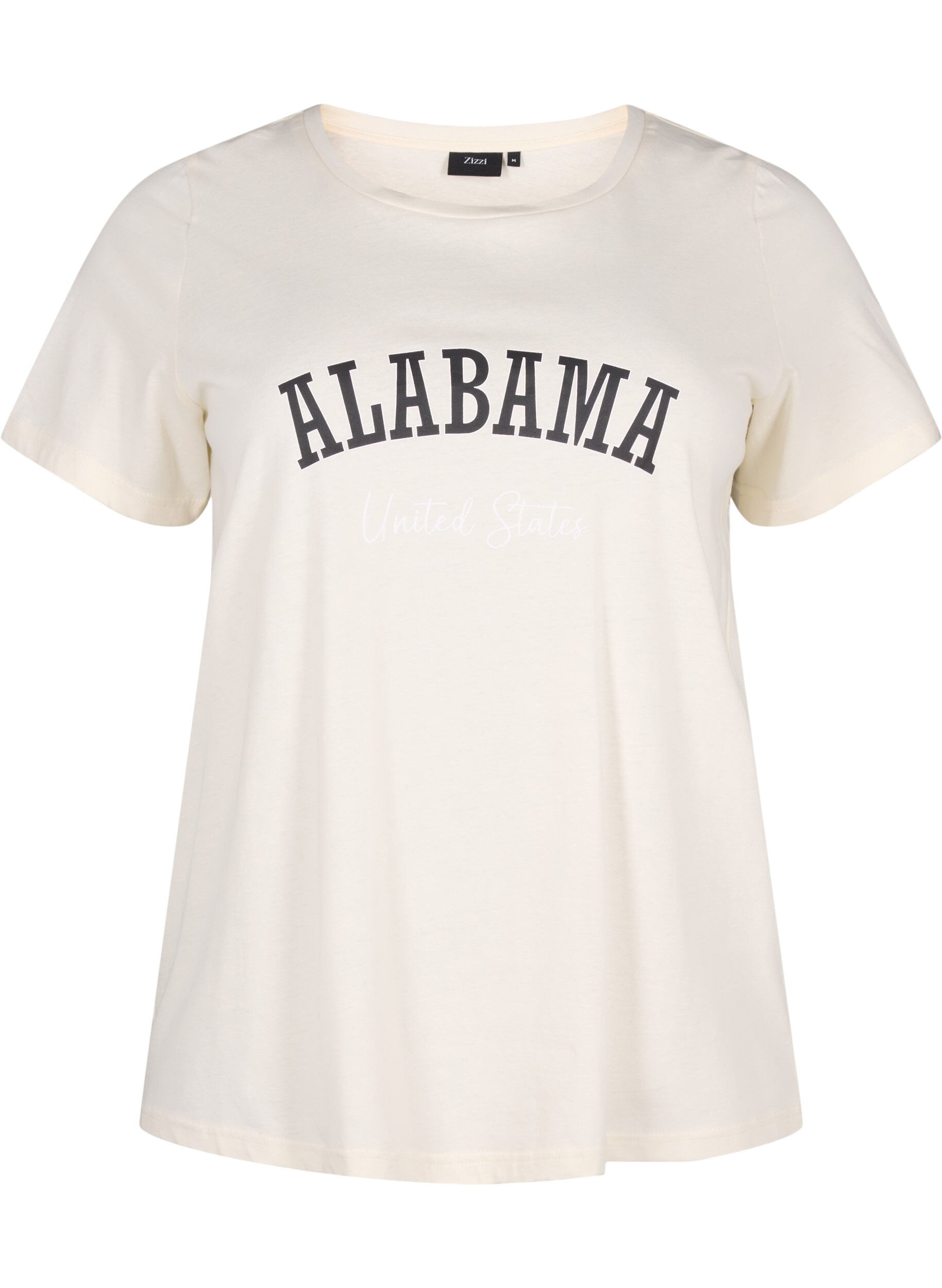 Zizzi Bomulds t-shirt med tekst, Antique W. Alabama, Packshot image number 0