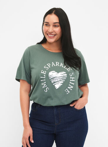 FLASH - T-shirt med motiv, Balsam Green, Model image number 0