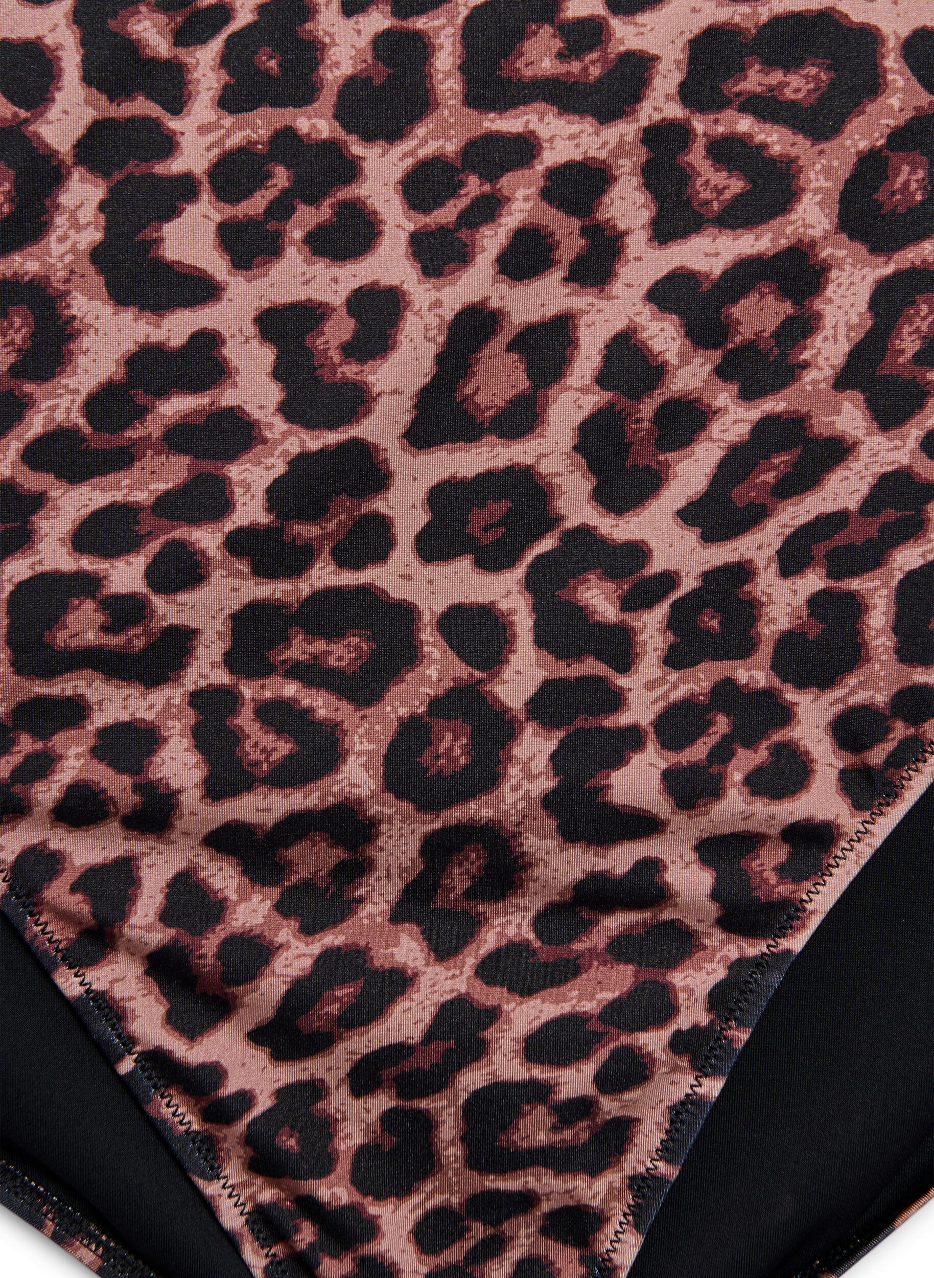 Zizzi Leopard bikiniunderdel med h&oslash;j talje, Brun, Packshot image number 2