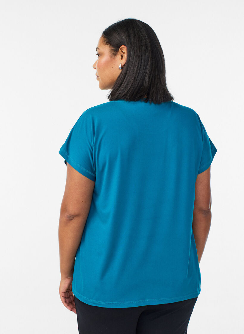 Ensfarvet tr&aelig;nings t-shirt, Gr&oslash;n, Model image number 2