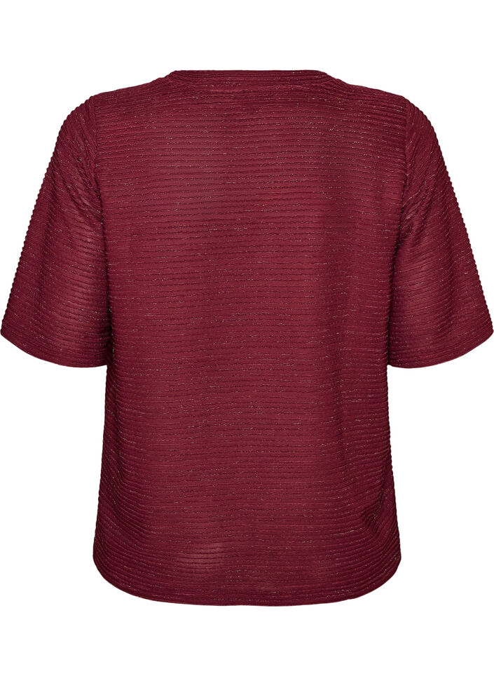 Bluse med struktur og glimmer, R&oslash;d, Packshot image number 1