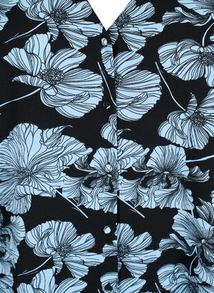 Skjortebluse med v-hals og print, Black B. Flower AOP, Packshot image number 2