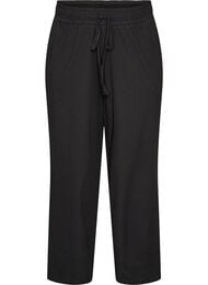 Pyjamasbukser med ribstruktur og lige ben, Sort