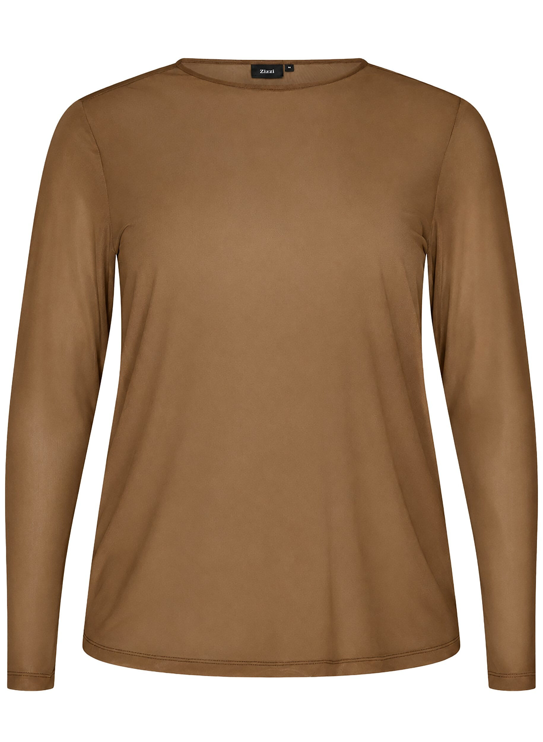 Meshbluse med lange &aelig;rmer