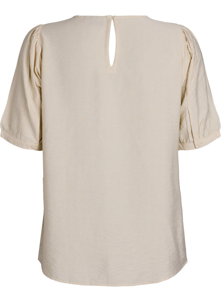 Viskosebluse med 1/2 ærmer, Beige, Packshot image number 1