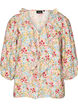 Skjortebluse i viskose med blomsterprint og 3/4 &aelig;rmer, Bl&aring;, Packshot image number 0