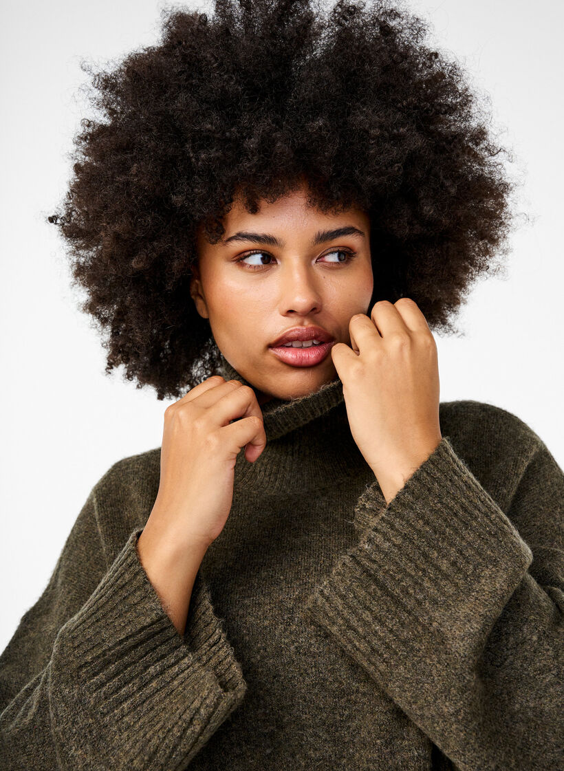 Strikbluse med rullekrave, Sea Turtle Mel., Model image number 2