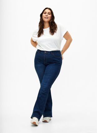 Ellen bootcut jeans med høj talje, Dark Blue, Model image number 0