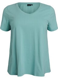 Ensfarvet basis t-shirt i bomuld, Gr&oslash;n