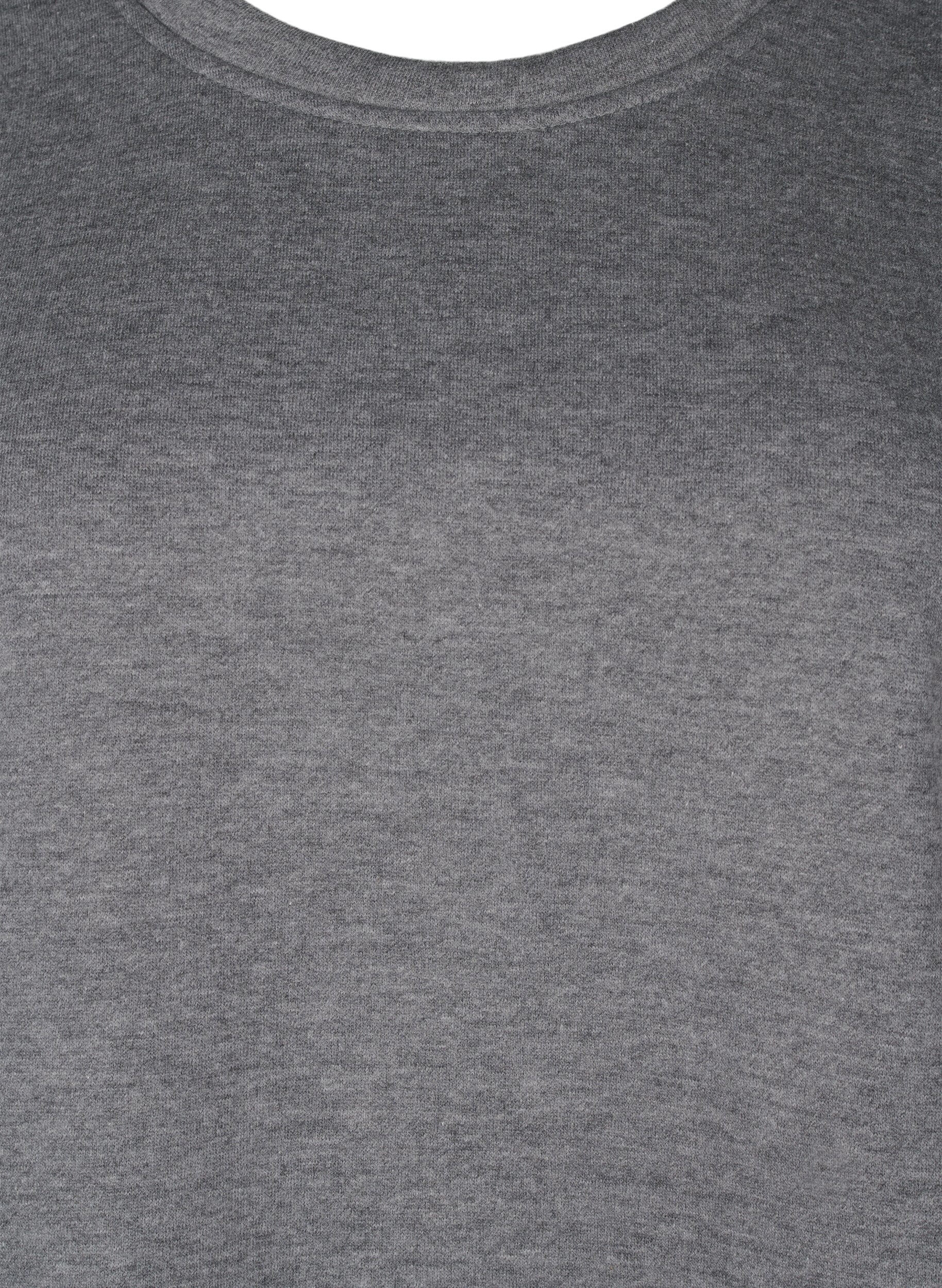 Zizzi Sweatshirt med kontrastsyninger, Medium Grey M&eacute;l, Packshot image number 2