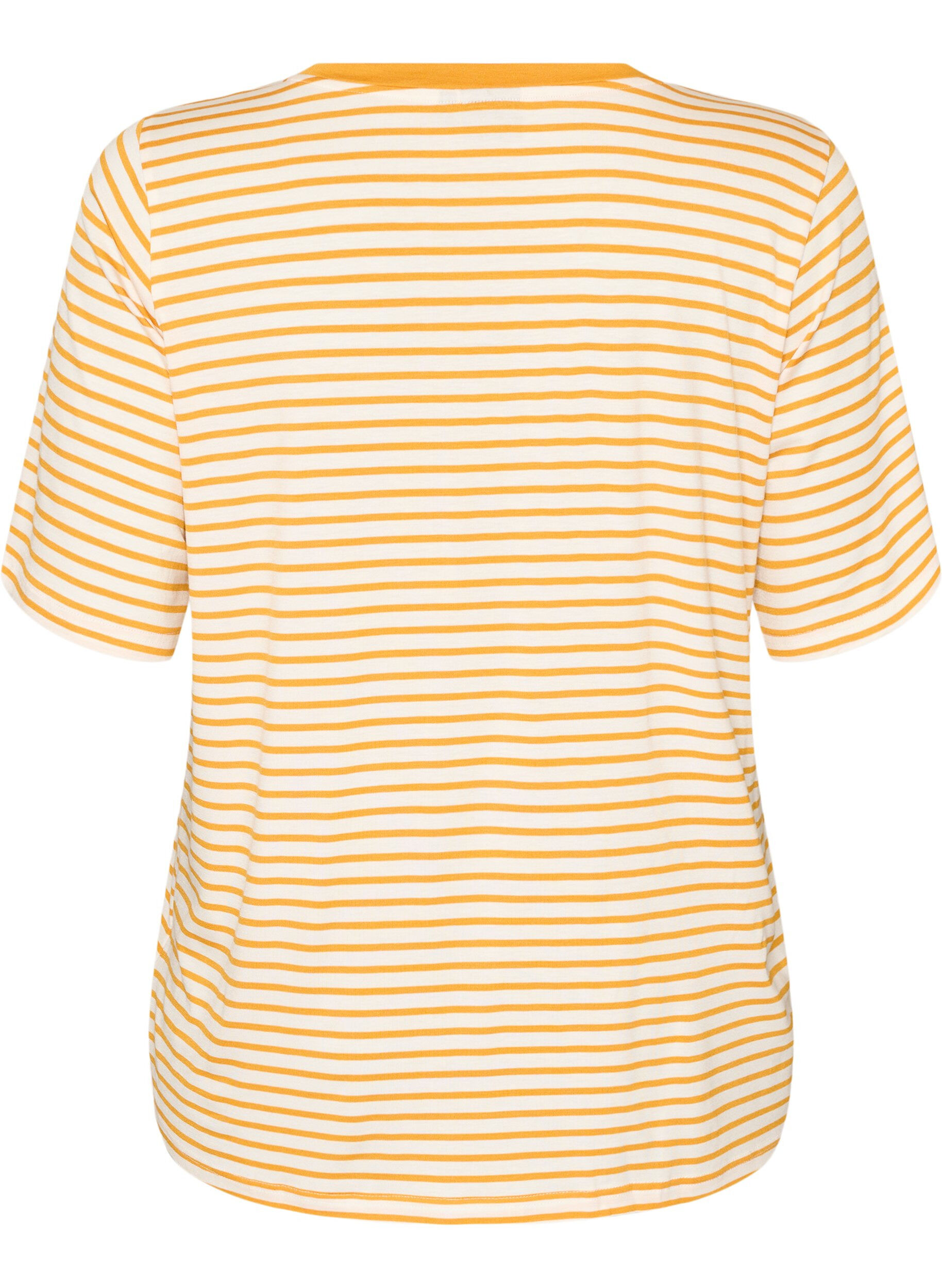 ZizziT-shirt med TENCEL&trade; Lyocell og striber , Gul, Packshot image number 1