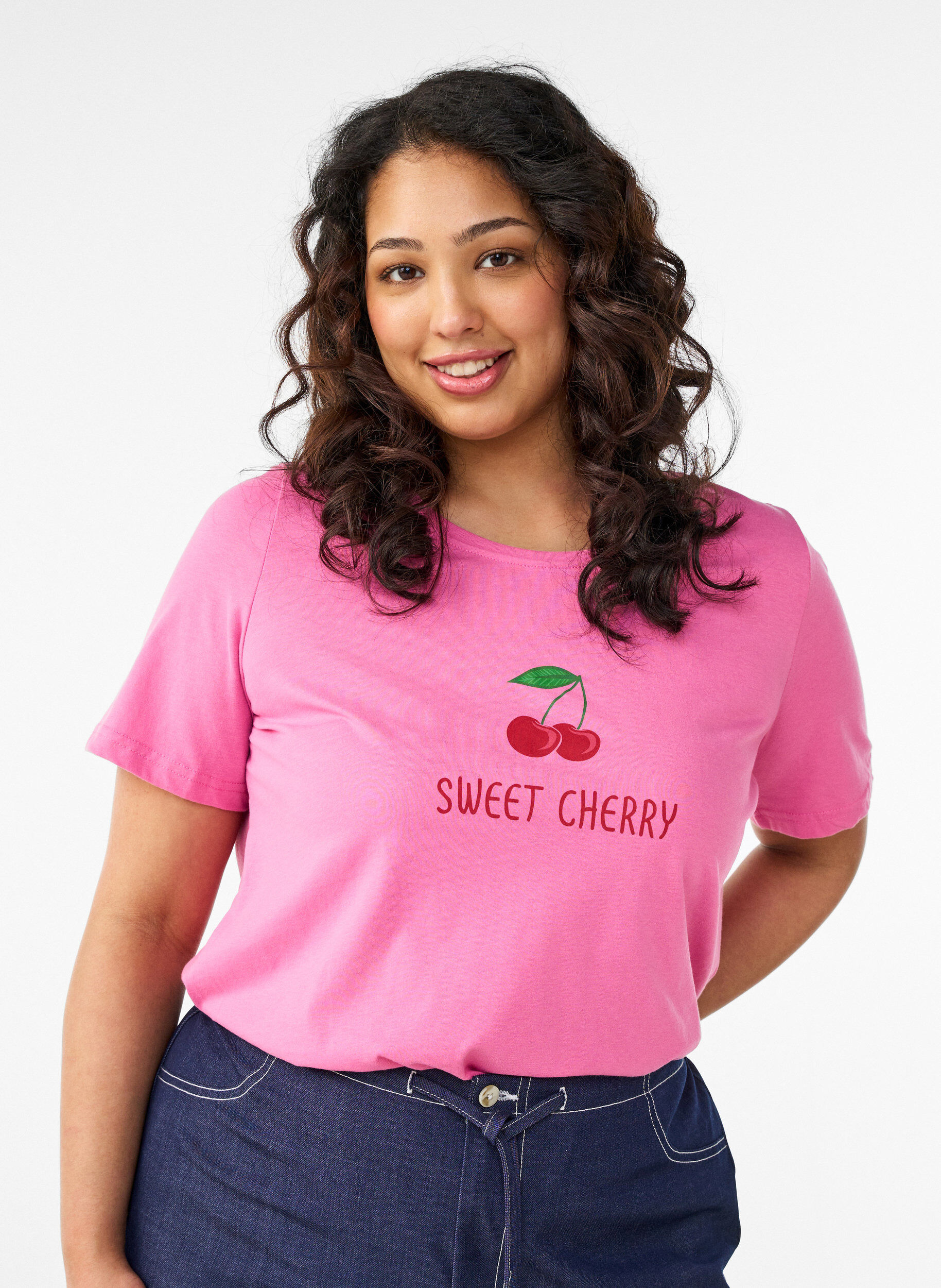 ZizziT-shirt med motiv, Lyser&oslash;d, Model image number 0
