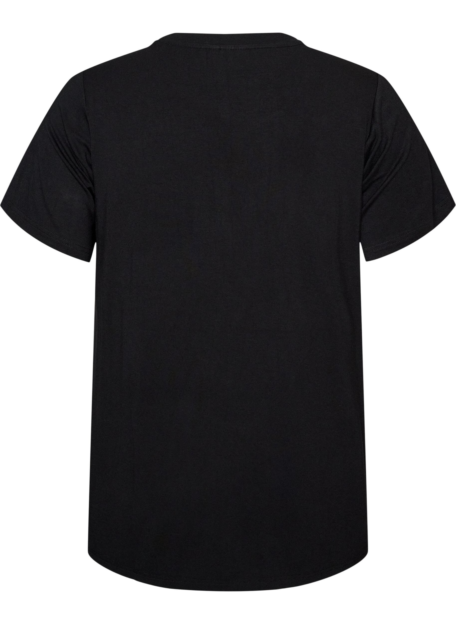 ZizziT-shirt i viskose med rhinsten, Sort, Packshot image number 1