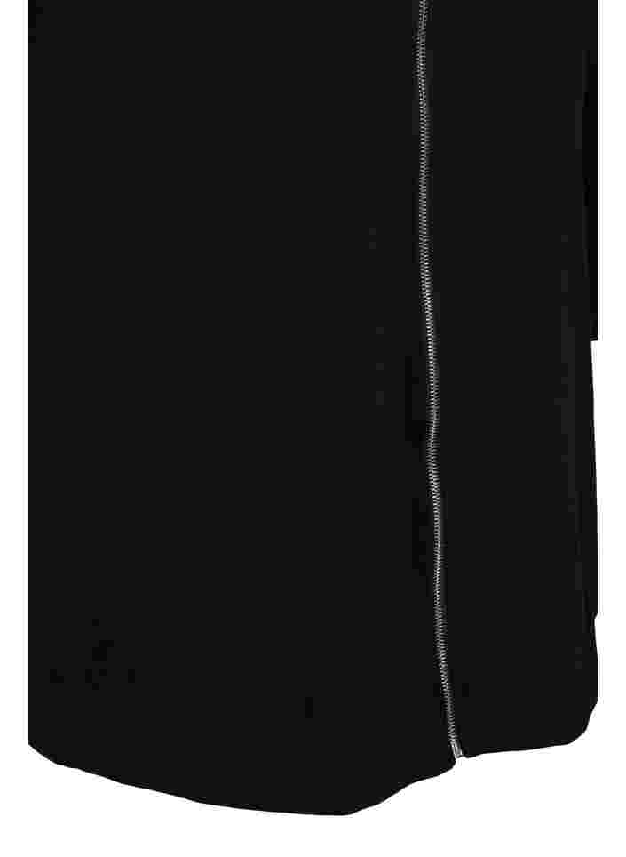 Lang bomulds sweat cardigan med hætte, Black, Packshot image number 3