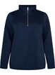 Sweatshirt med h&oslash;j krave og lynl&aring;s, Bl&aring;, Packshot image number 0