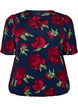 Viskosebluse med blomsterprint og ballonform, Bl&aring;, Packshot image number 0