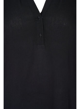 Viskose bluse med 3/4 ærmer og v-udskæring, Black, Packshot image number 2
