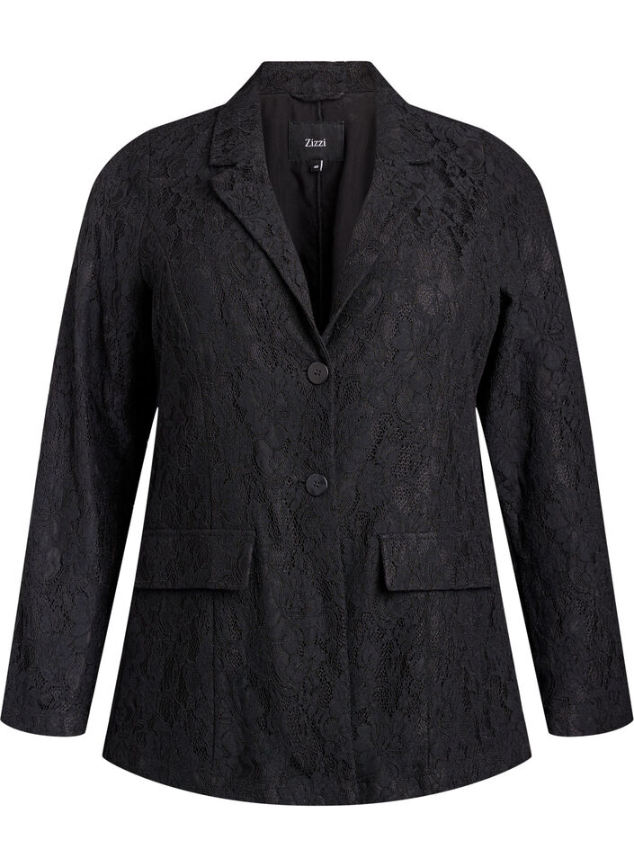 Blazer i blonde med knaplukning, Sort, Packshot image number 0