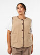Vest i teddyfleece med kontrastkanter, Beige, Model image number 0