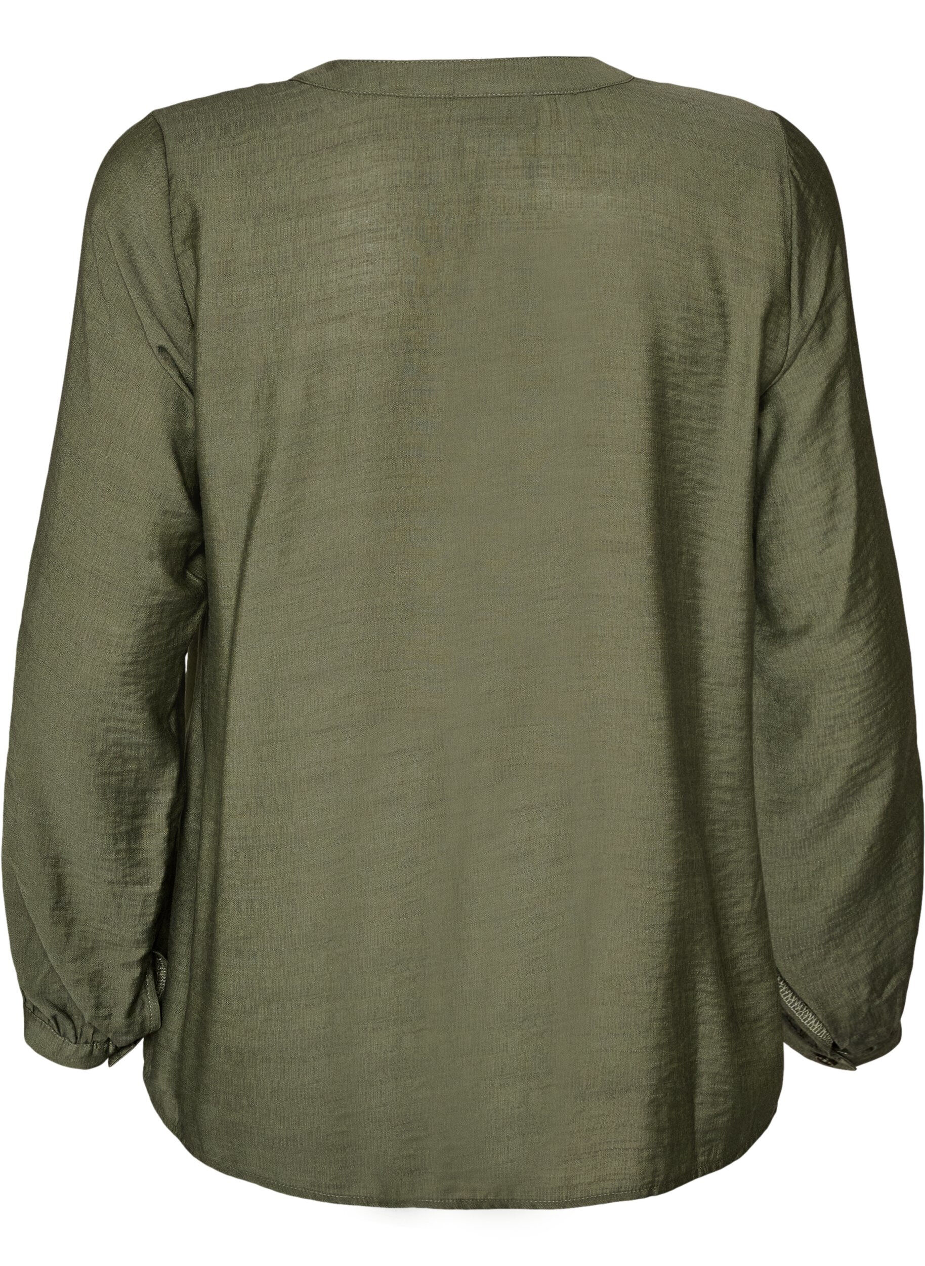 ZizziSkjorte i viskose med broderi p&aring; &aelig;rmer, Gr&oslash;n, Packshot image number 1