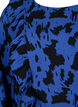 Langærmet bluse med flæser, Black Blue AOP, Packshot image number 2