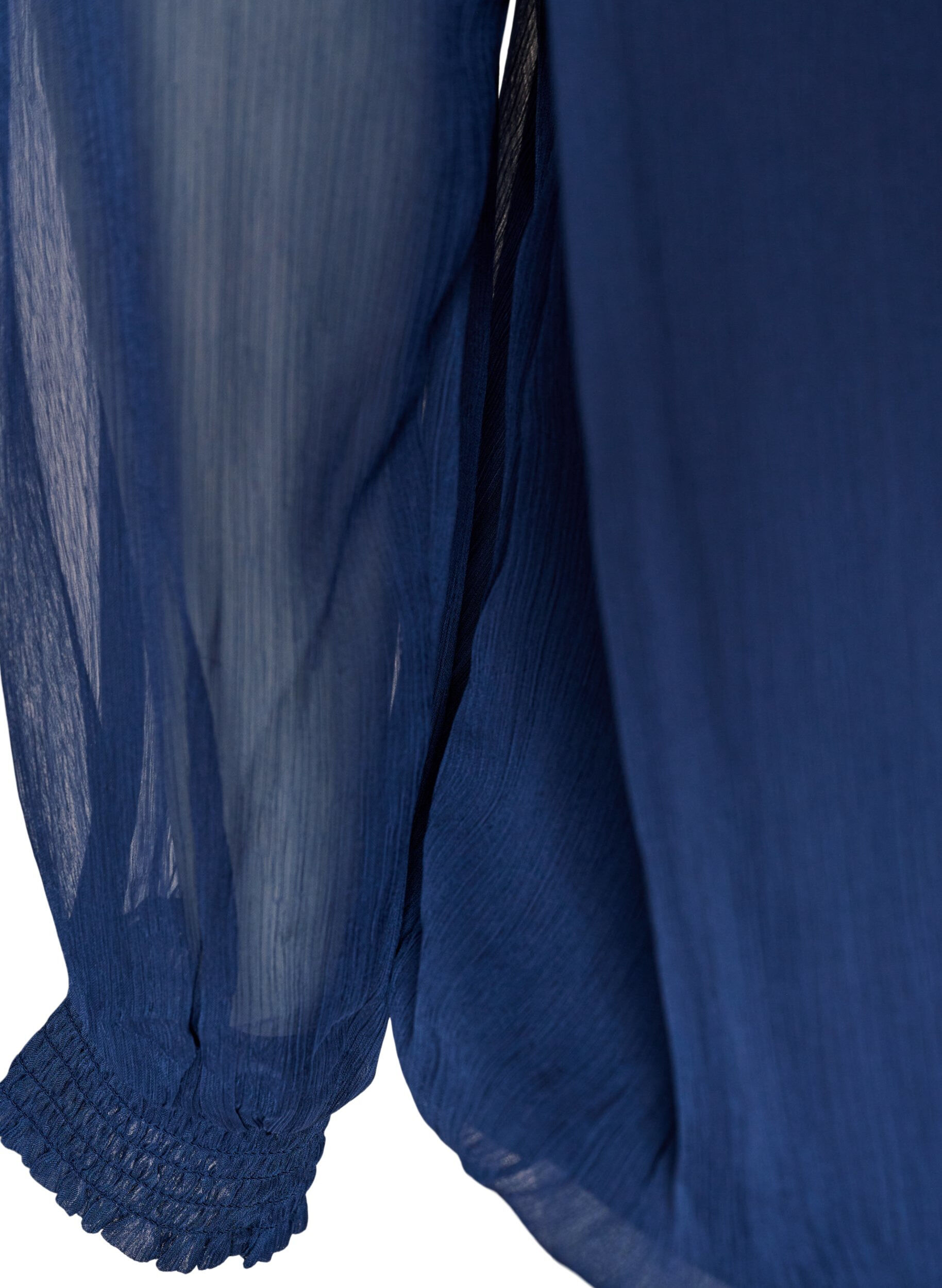 ZizziChiffonbluse med transparente &aelig;rmer, Bl&aring;, Packshot image number 3