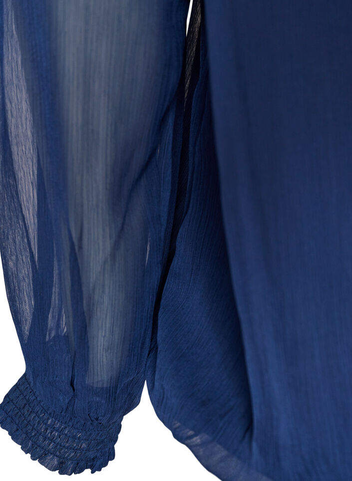 Chiffonbluse med transparente &aelig;rmer, Bl&aring;, Packshot image number 3
