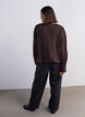 Bluse med ballonform og V-udsk&aelig;ring, Brun, Model image number 2