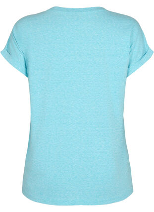 Meleret t-shirt med korte ærmer, Blue Atoll Mél, Packshot image number 1