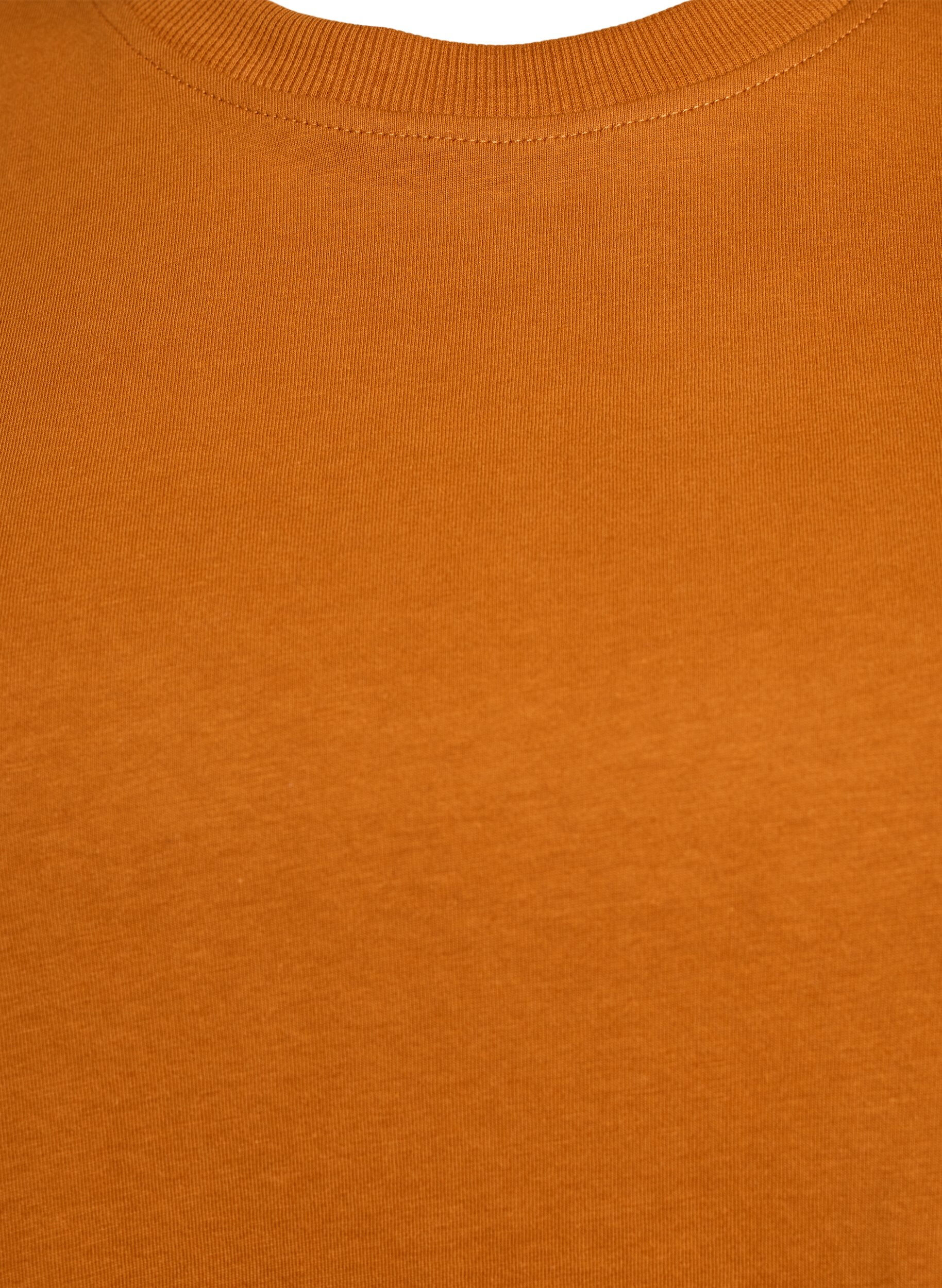 ZizziBasis t-shirt i bomuld med rund hals , Orange, Packshot image number 2