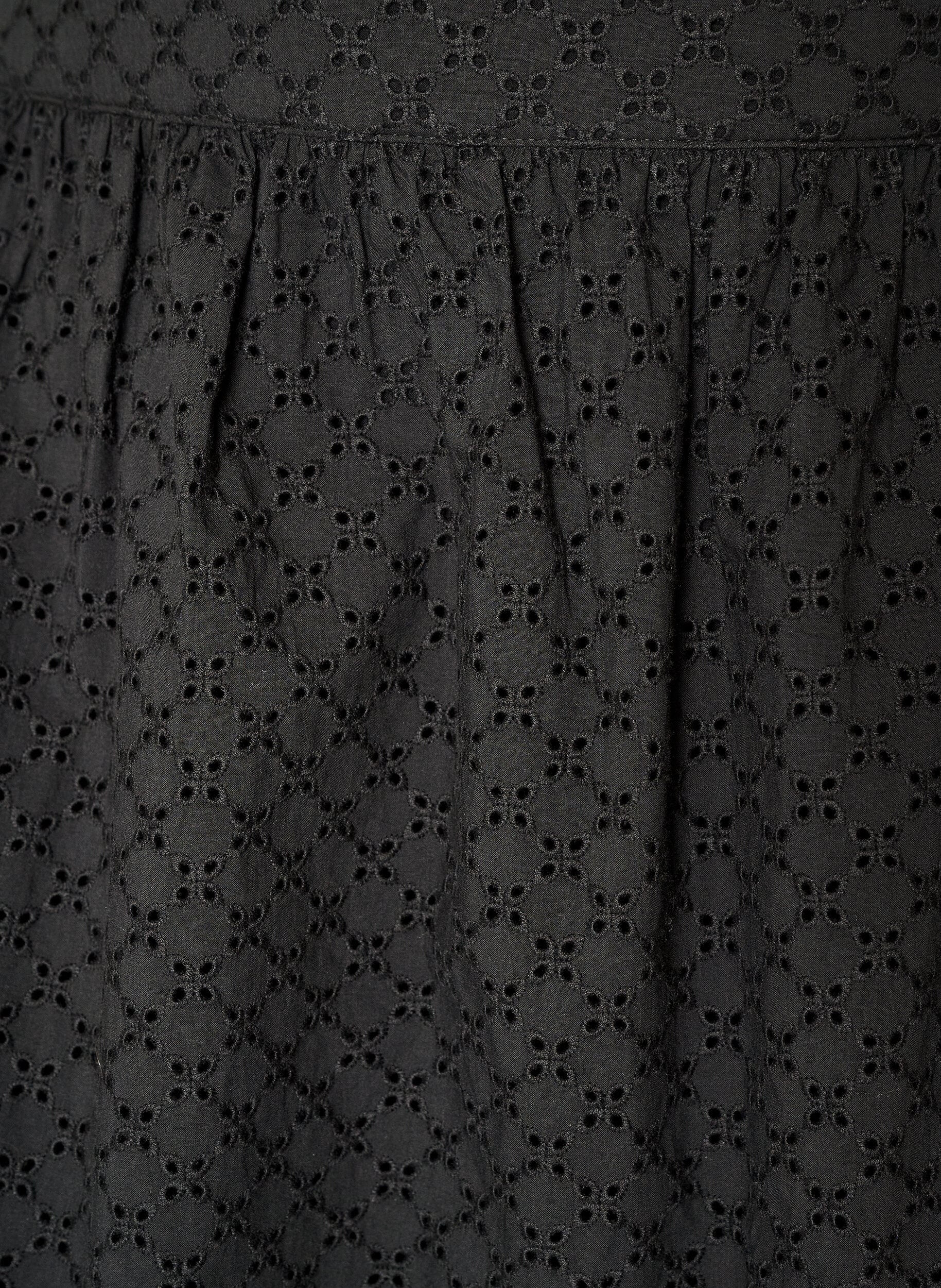 ZizziKort nederdel med broderie anglaise og elastisk talje, Sort, Packshot image number 2