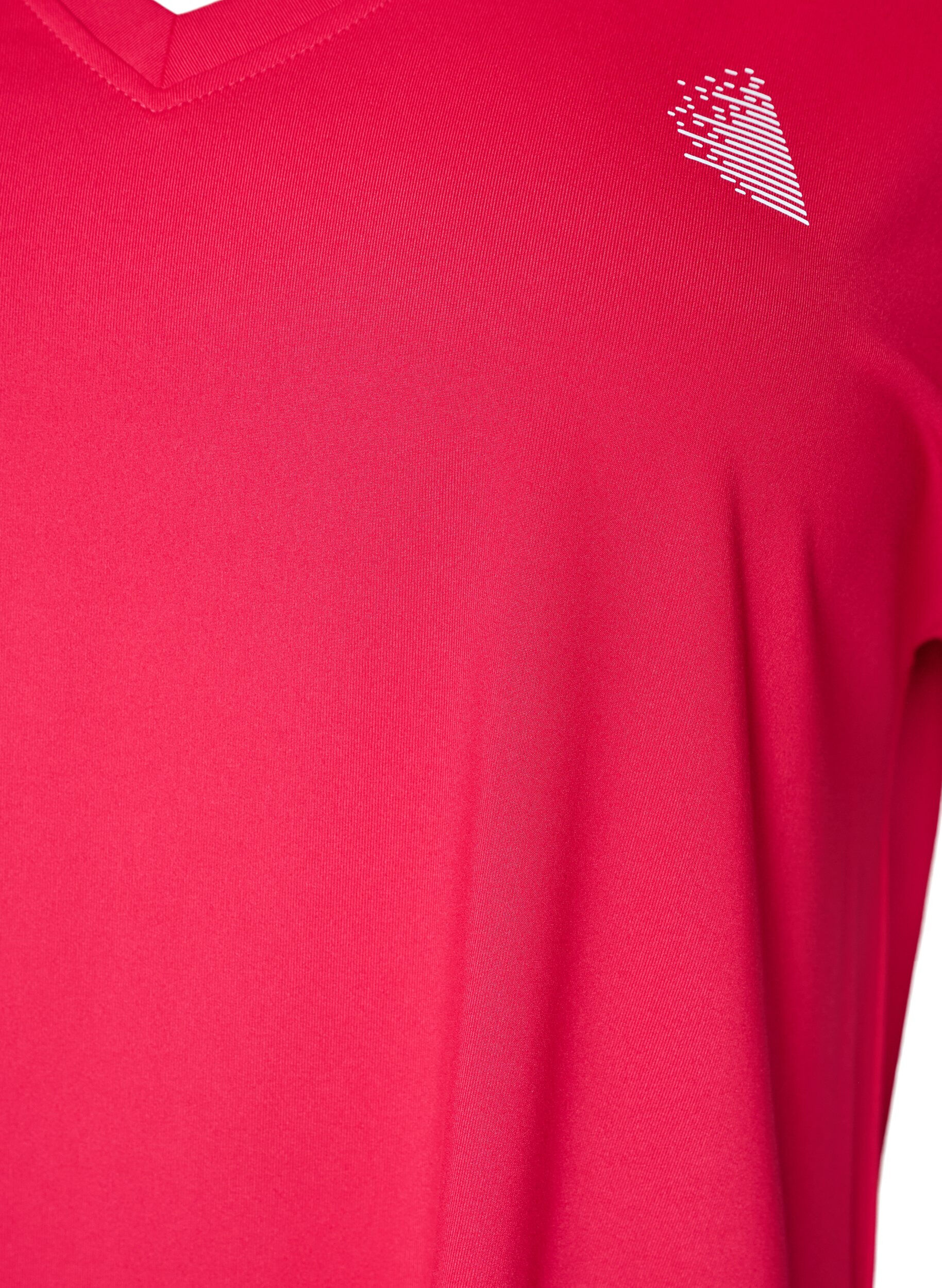 ZizziL&oslash;s tr&aelig;nings t-shirt med v-hals, Lyser&oslash;d, Packshot image number 2