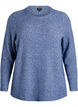 Meleret strikbluse med rund hals, Bl&aring;, Packshot image number 0