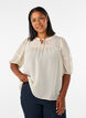 Bluse i b&aelig;k og b&oslash;lge med bindeb&aring;nd, Beige, Model image number 0